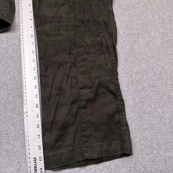 Level 99 Bette Seamed Trouser Size 28 Midnight Camo Belted High Rise Linen Blend - Picture 8 of 11